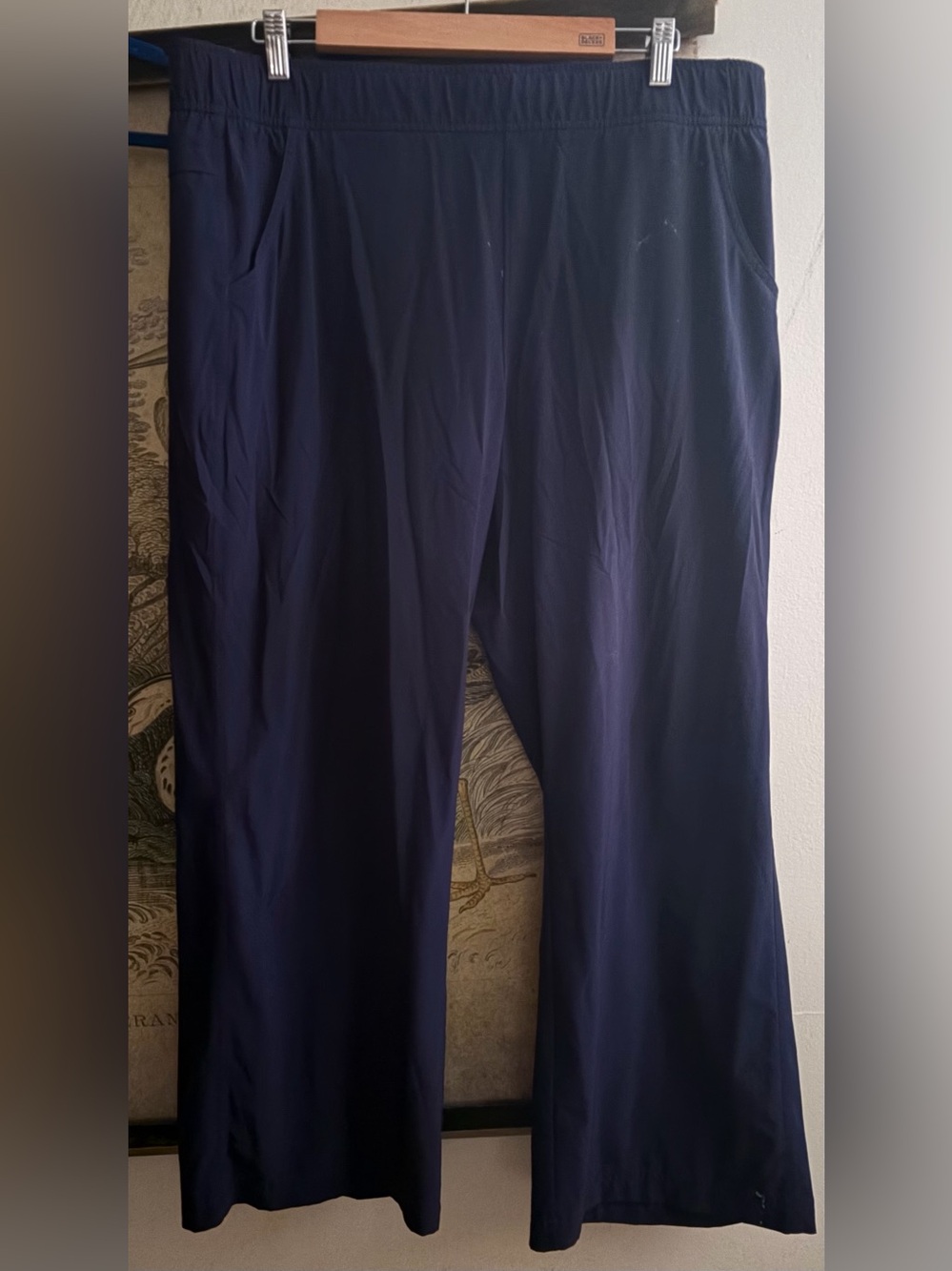 * Eddie Bauer Darkest Navy Elastic-Waist Travel Pants SZ XL Extra Large *